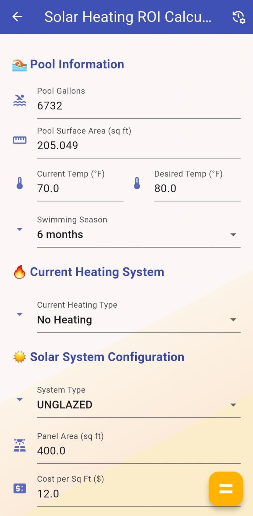 Solar ROI Calculator App