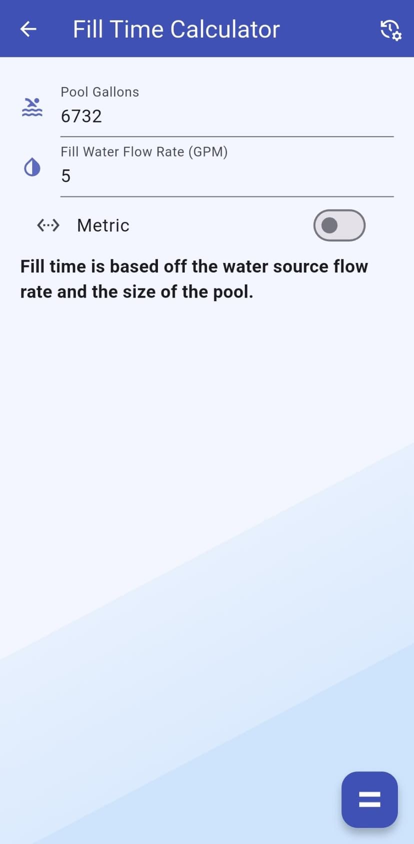 Fill Time Calculator App