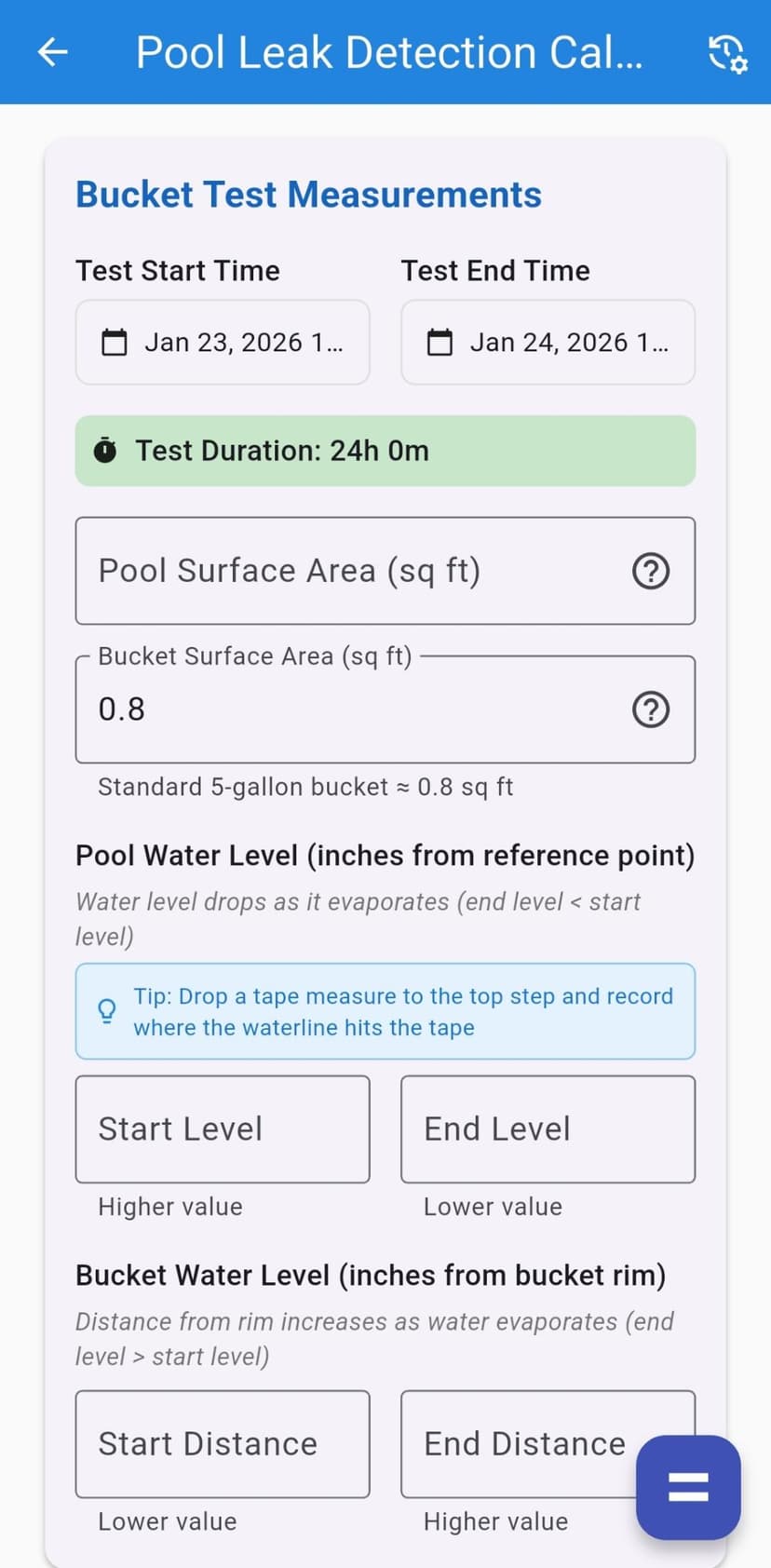 Leak Detection Calculator App