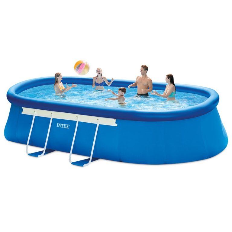 Intex 18ft X 10ft X 42in Oval Frame Pool Set with Filter Pump, Ladder ...