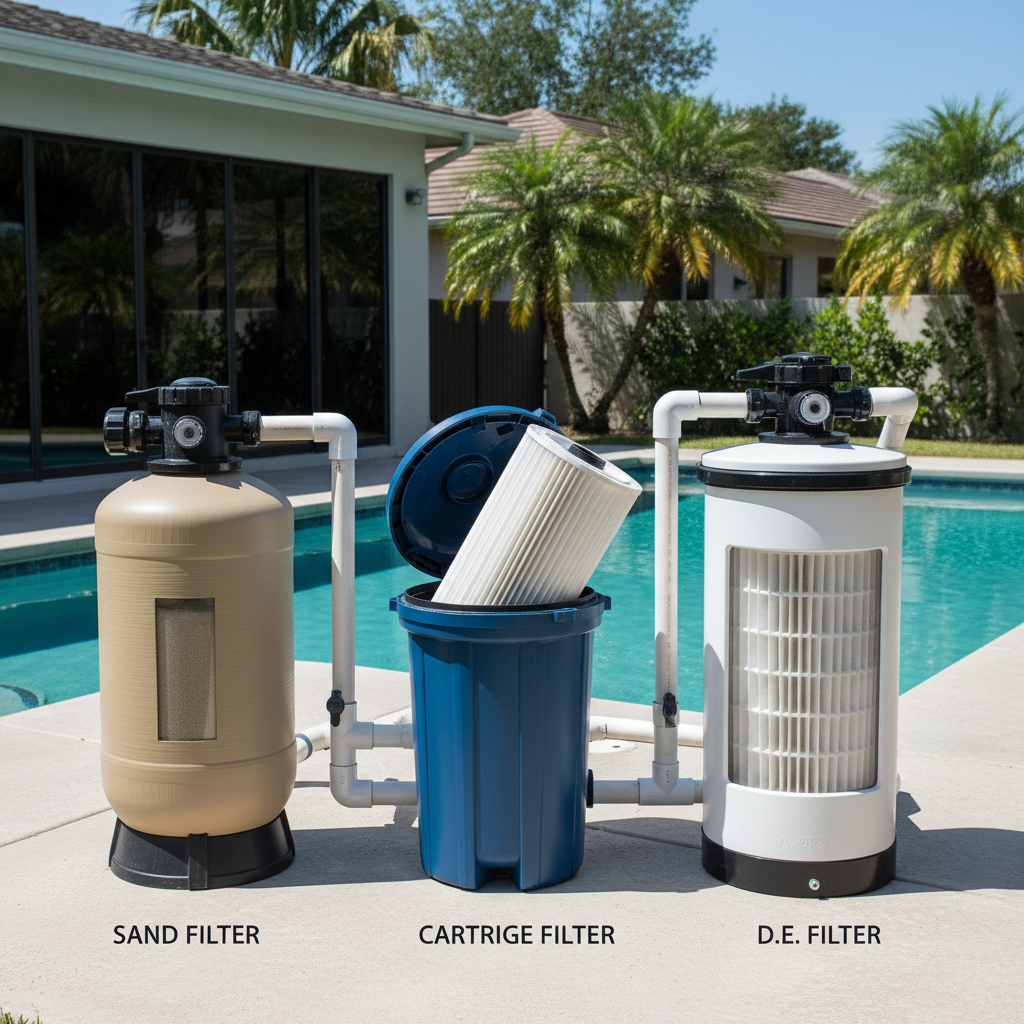 DE Filter vs Sand Filter vs Cartridge: Which Pool Filter Actually Makes Sense for Your Pool?