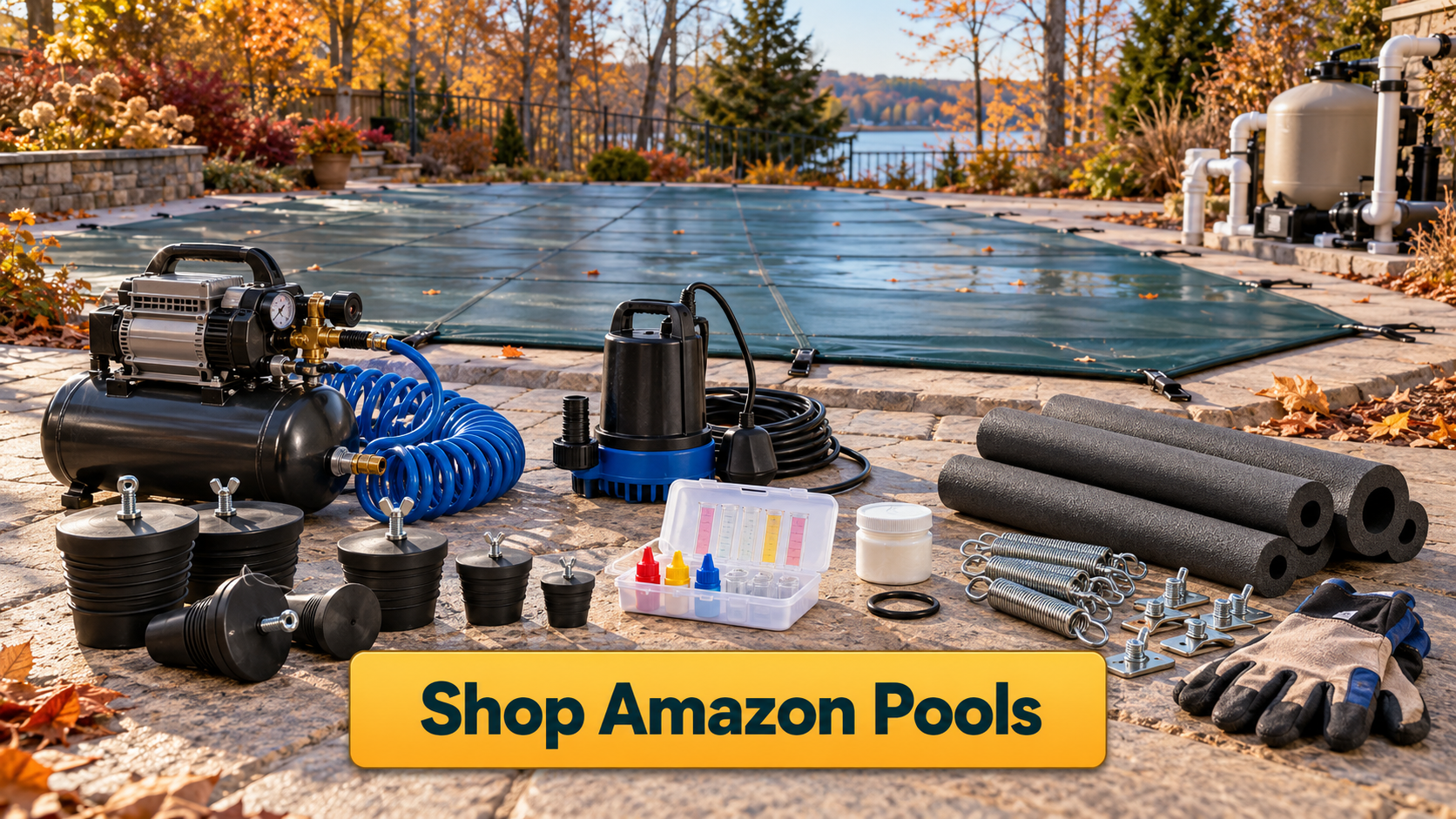 Shop Amazon Pools: winterizing plugs, cover pump, test kit, pipe insulation, and pool closing supplies
